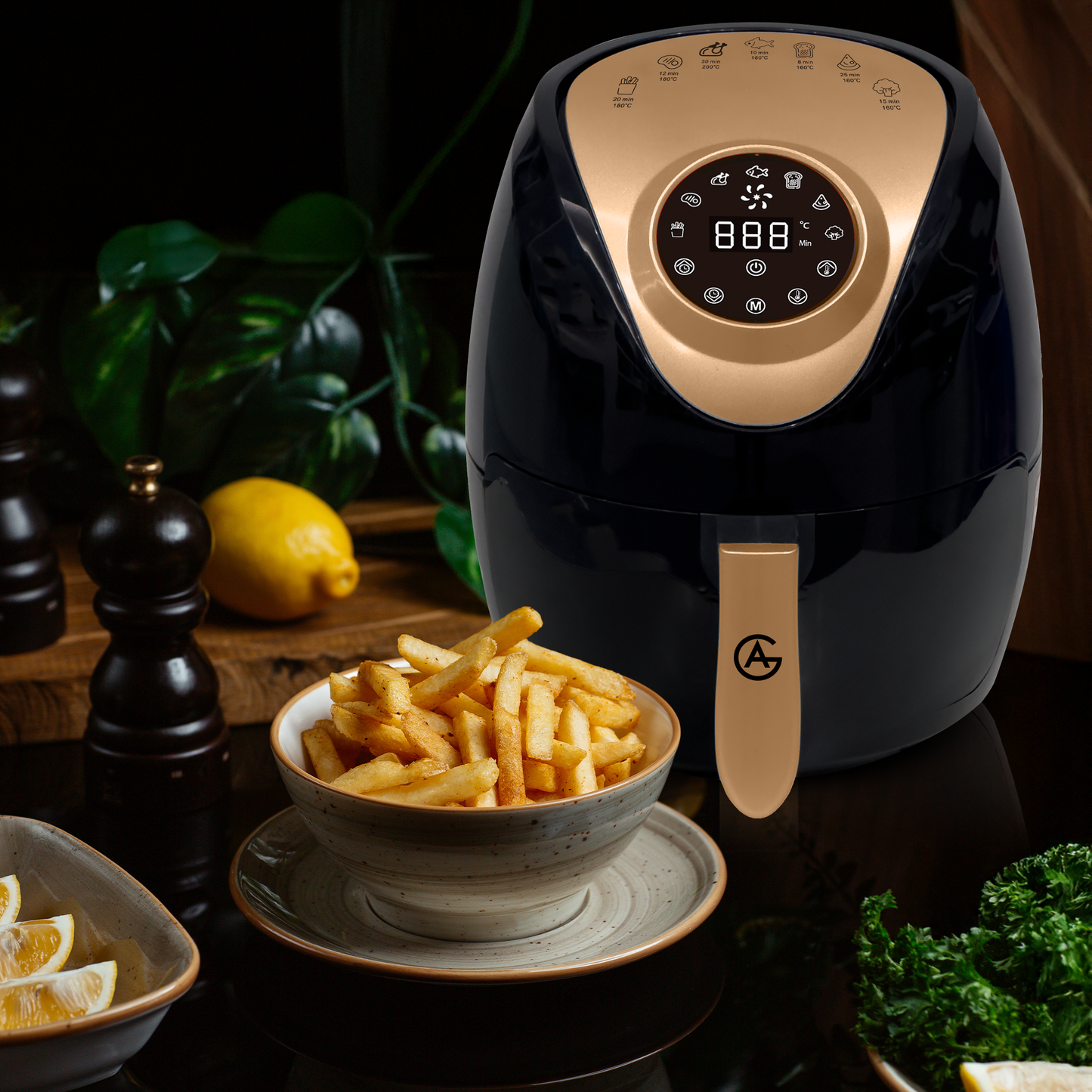 AG XXL Premium Airfryer – Bis zu 8 Personen – 5,5 l – Extrem leise – 8 automatische Kochprogramme