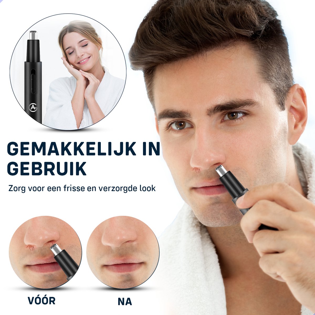 AG Neustrimmer & Wenkbrauwtrimmer - Vrouwen & Mannen - Zwart