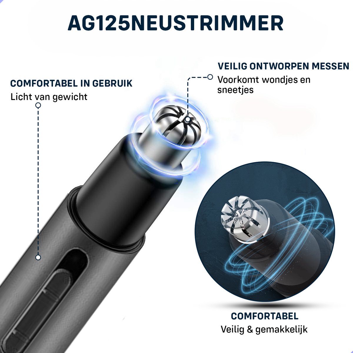 AG Neustrimmer & Wenkbrauwtrimmer - Vrouwen & Mannen - Zwart