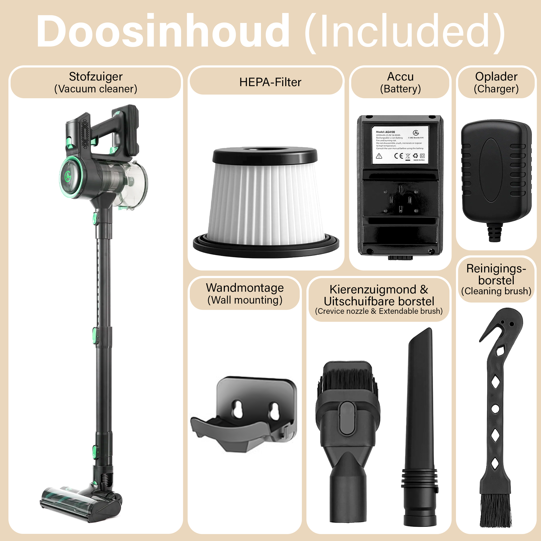 AG Steelstofzuiger. Verde smerigliato.