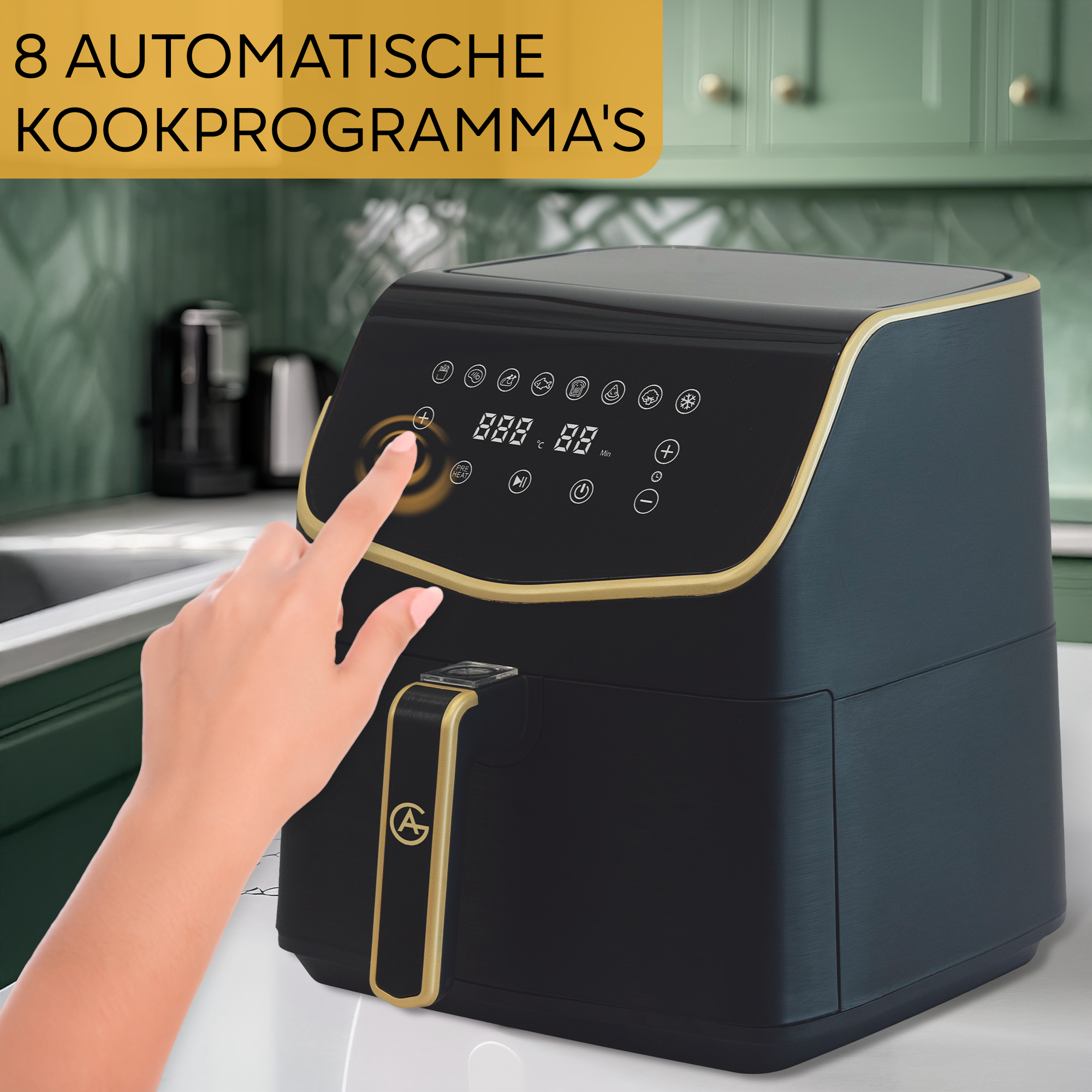 AG XXL Premium Airfryer - Tot 8 Personen - 5.5L - Extreem Stil - 8 automatische kookprogramma's