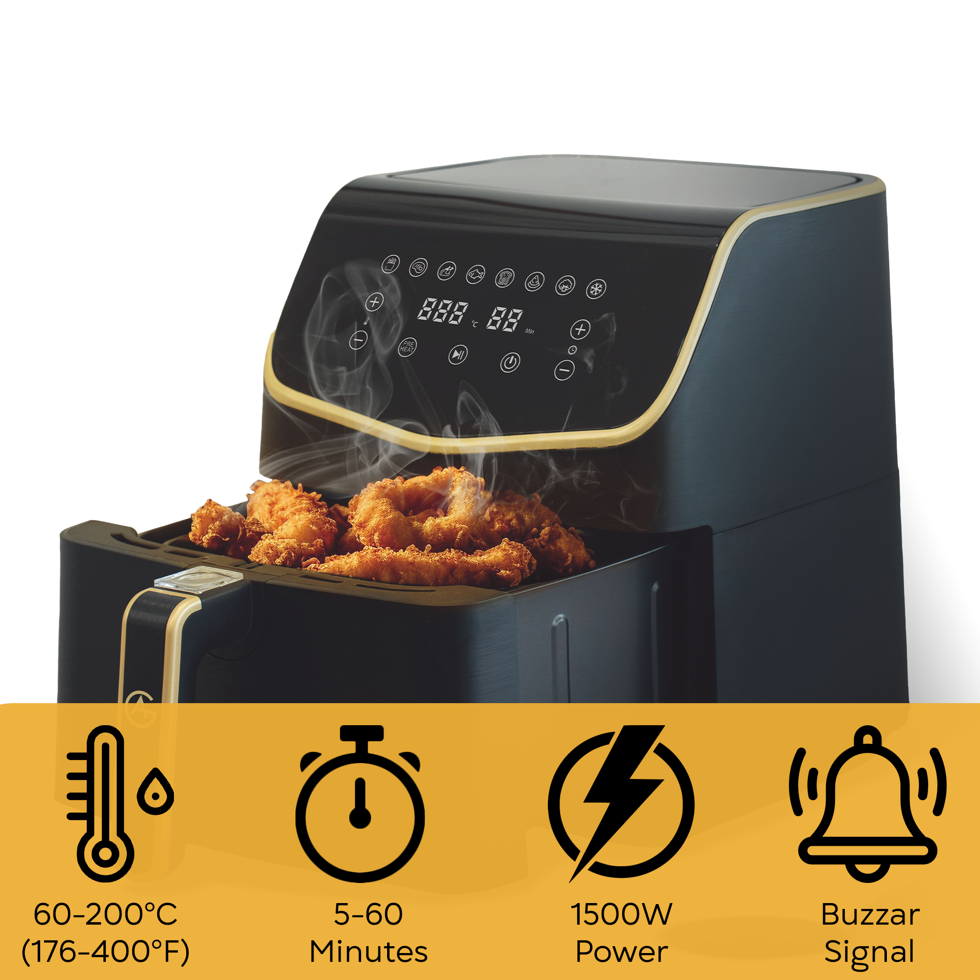 AG XXL Premium Airfryer - Tot 8 Personen - 5.5L - Extreem Stil - 8 automatische kookprogramma's