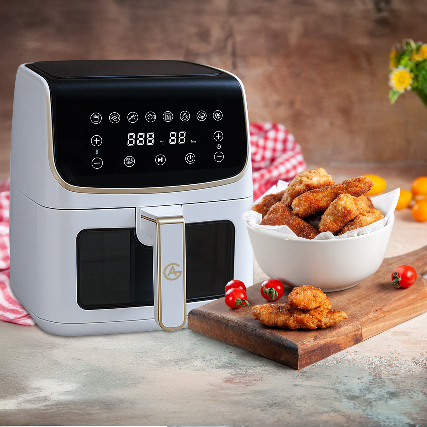 AG Airfryer XXL - White- Tot 8 personen - Met Kijkvenster