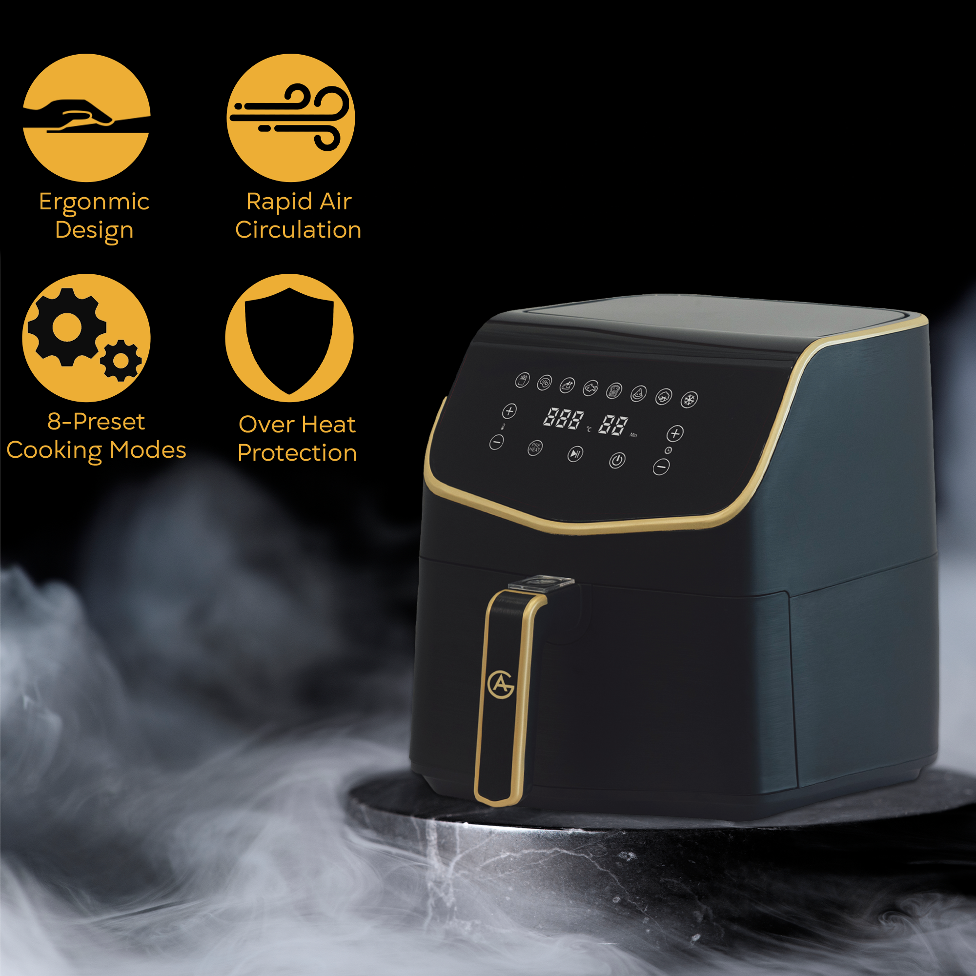 AG XXL Premium Airfryer - Tot 8 Personen - 5.5L - Extreem Stil - 8 automatische kookprogramma's