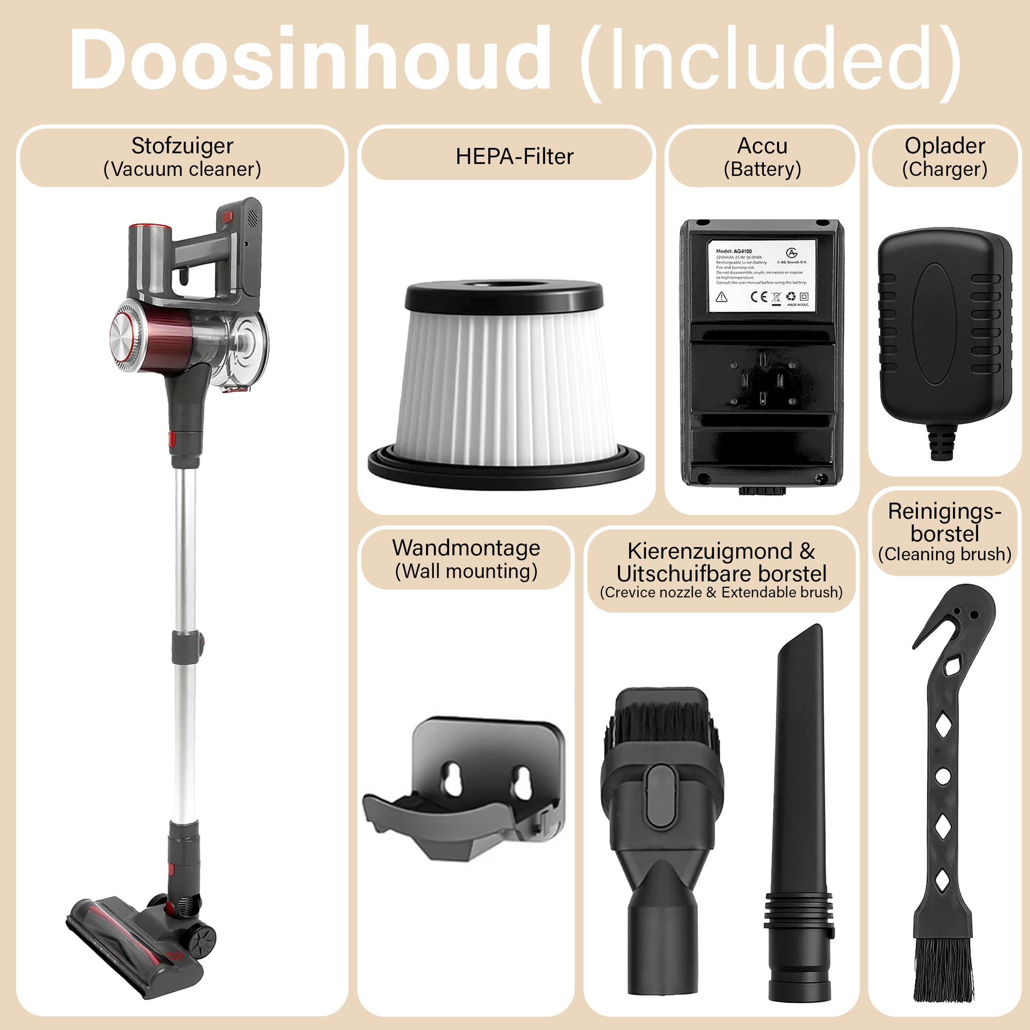 AG Steelstofzuiger. Grigio platino.