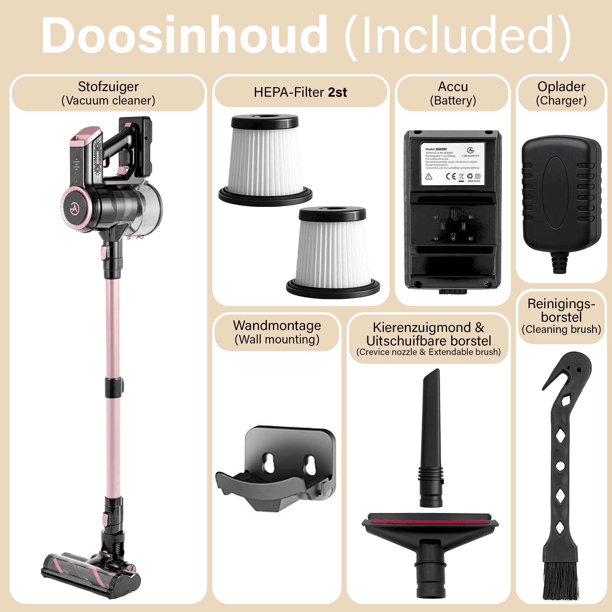 AG Steelstofzuiger. Rose Gold.