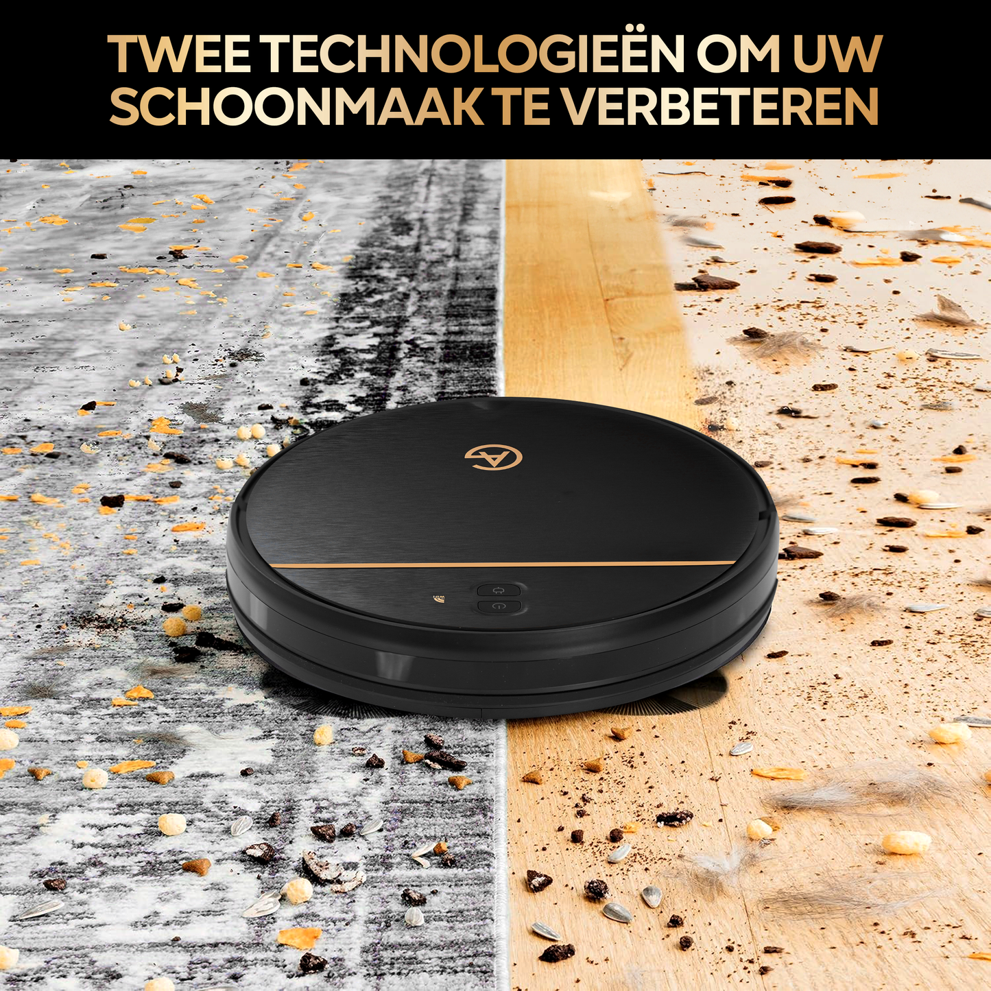 AG Robot Stofzuiger Met Dweilfunctie - Gold Stripe Design