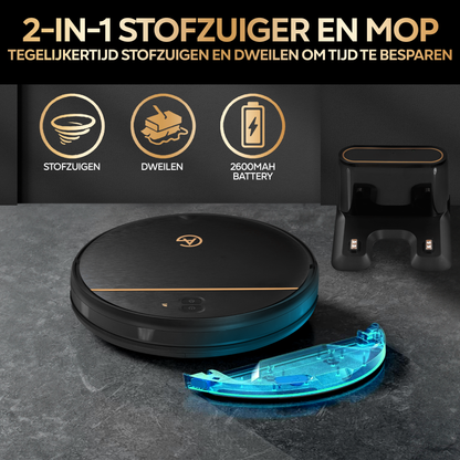AG Robot Stofzuiger Met Dweilfunctie - Gold Stripe Design