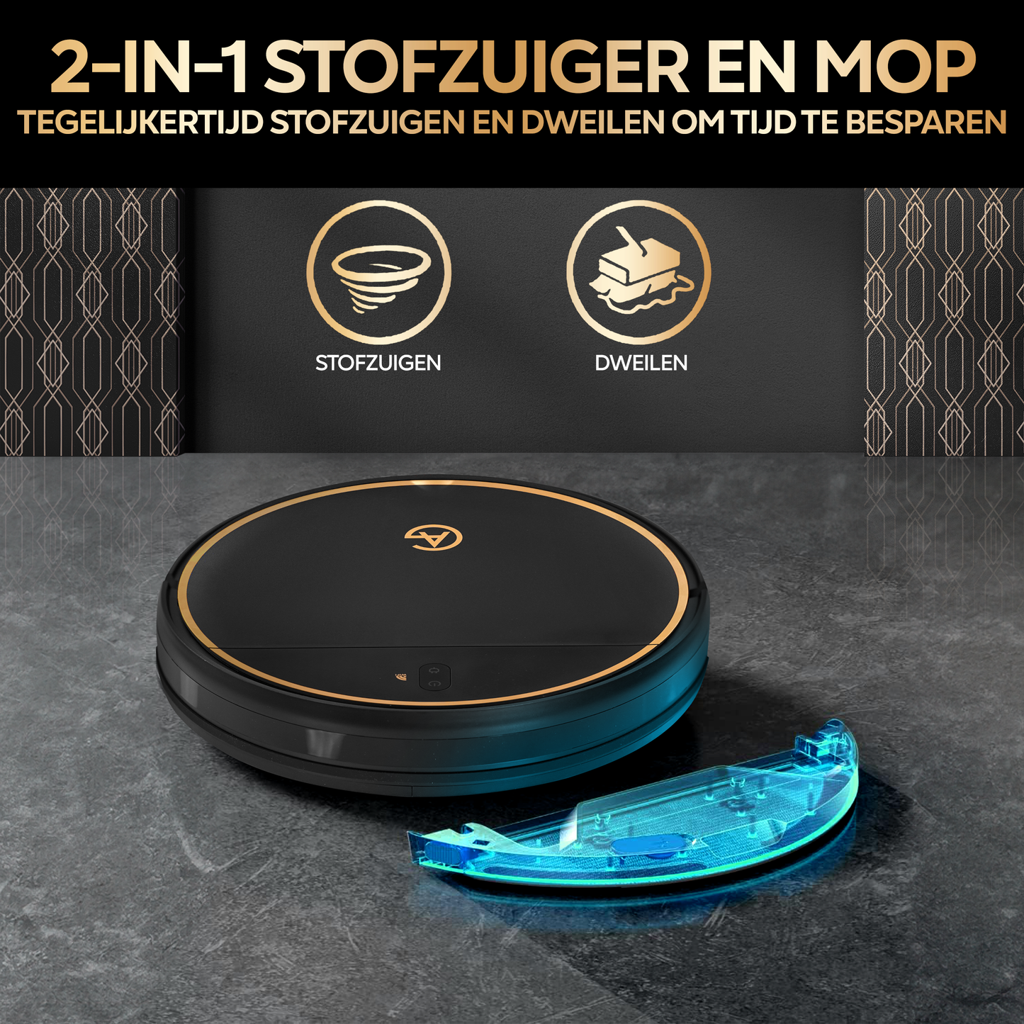 AG Robot Stofzuiger Met Dweilfunctie -Gold Ring Design.