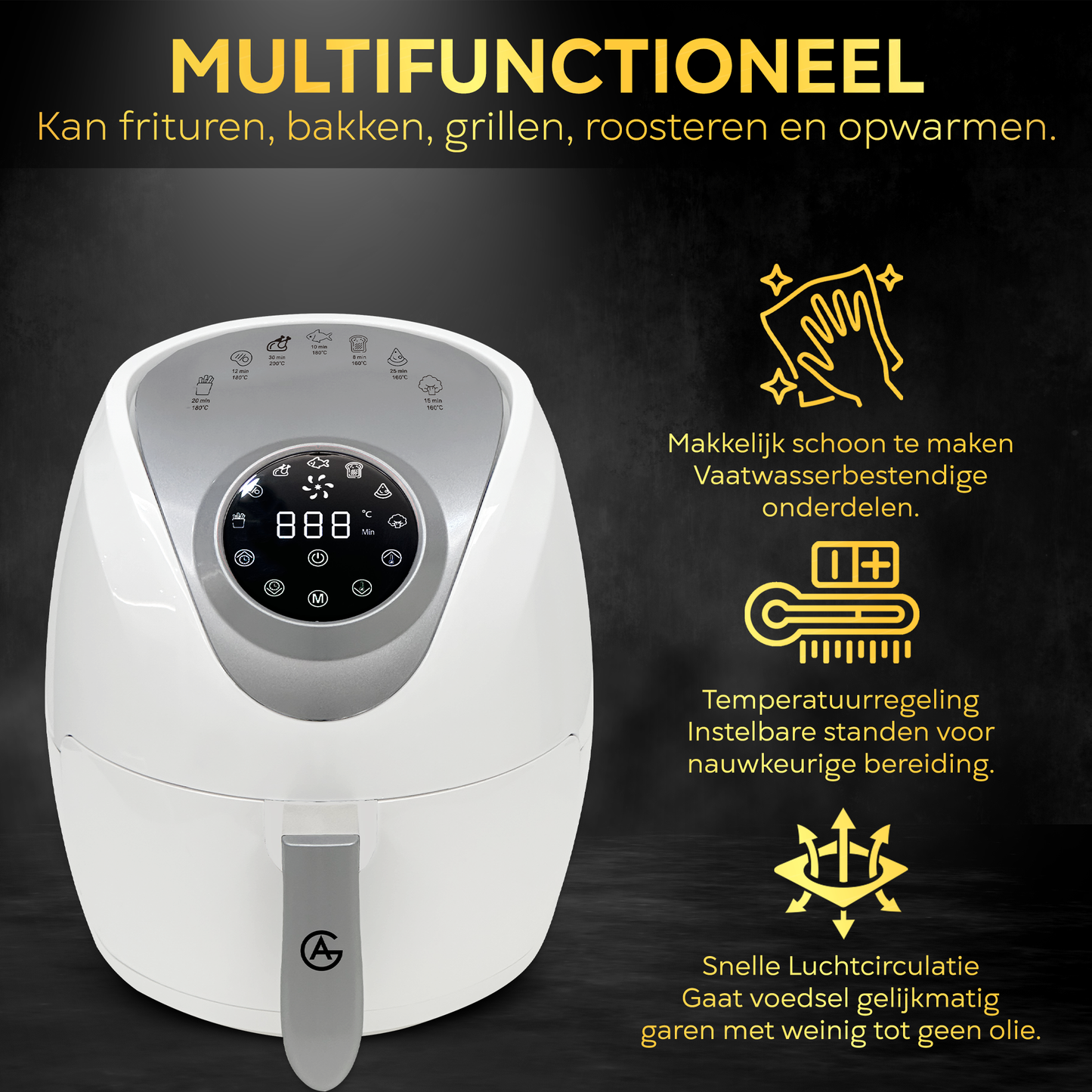 AG Airfryer Compact - White- tot 4 Personen - 4 Liter